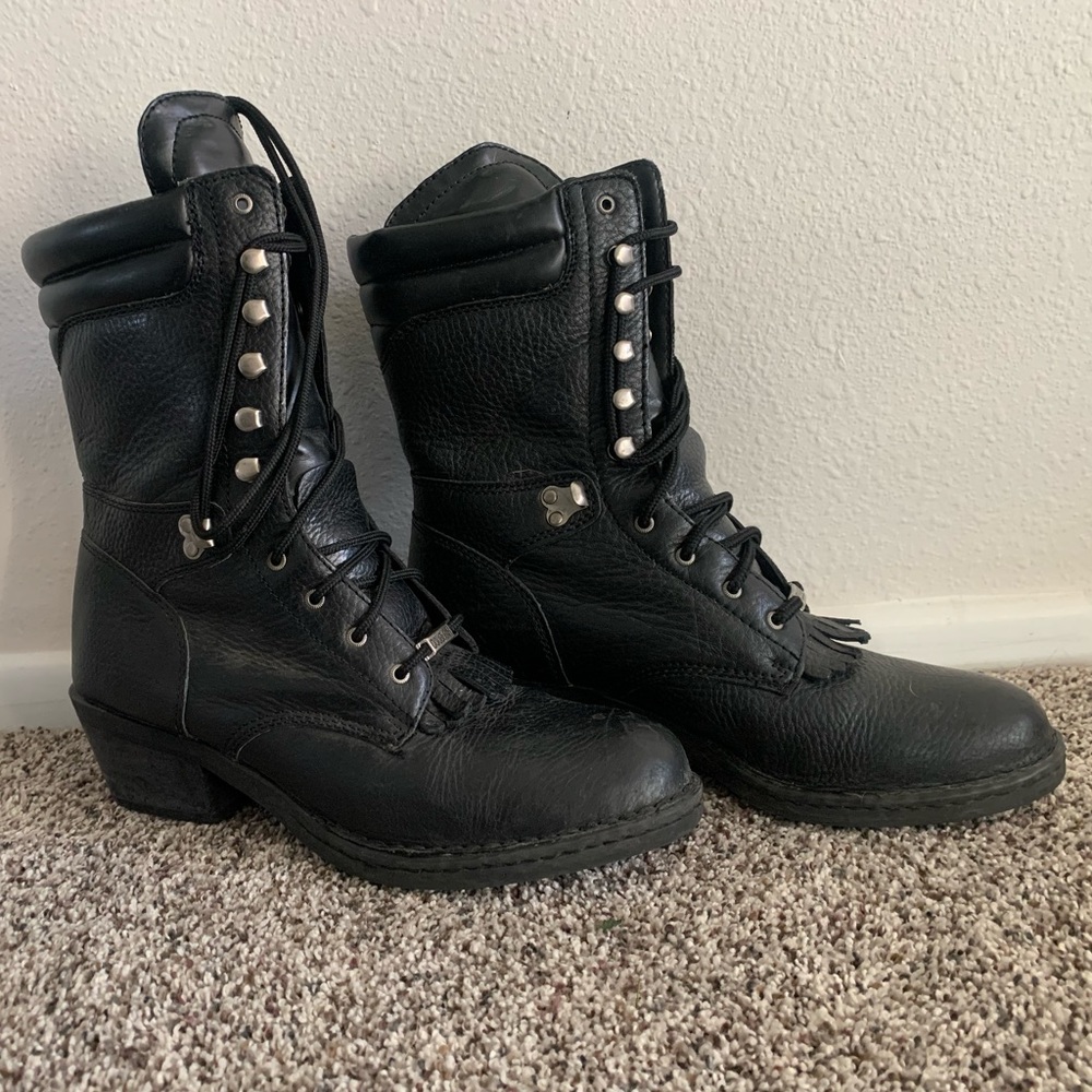 Double H lace-up moto boots W size 10